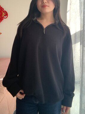 Nautica Black Quarter-Zip Sweater